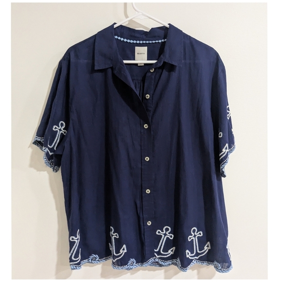 Anthropologie Maeve The Henrietta Buttondown Surf Shirt - Picture 2 of 8